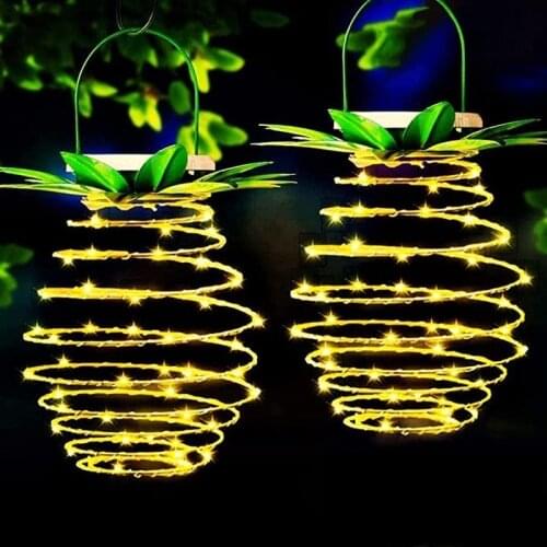 Pineapple Solar Lights Outdoor Waterproof Hanging Solar Lantern Dusk To Dawn Sensor Fairy Lights for Yard Garden Driveway Decor