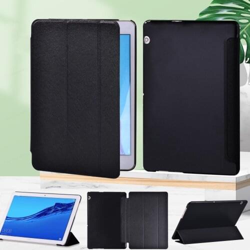 Tablet Case for Huawei MediaPad T3 10 9.6"/MediaPad T5 10 10.1" PU Leather Ultra-thin Trifold Stand Cover Protective Shell