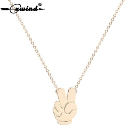 Cwind Hip-hop"Victory"Gesture Scissorhand Games Pendants Necklaces Collar For Women Men Statement Chain Necklace Jewelry colar