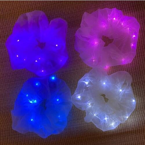 Cheap Custom Hair Accessories Elastic Ribbon Hair Ties Scrunchies for Hair Womens LED luminous headbands