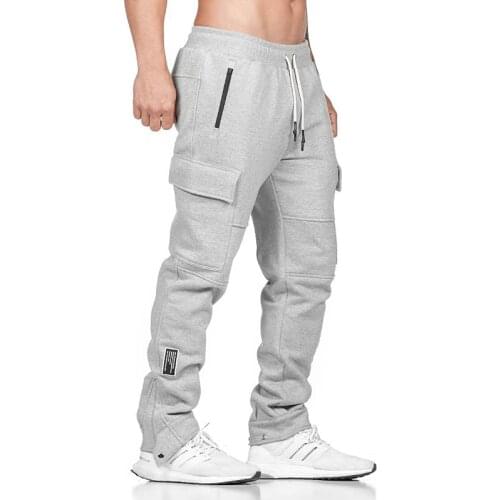 Men Cotton Joggers Pants Pockets Cargo Pants Gym Running Casual Trousers Mens Fitness Sweatpants Sports Pants
