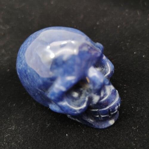 1pcs 2inch Natural Blue-vein stone skull reiki healing chakra hand carved figurine for treatment as gift
