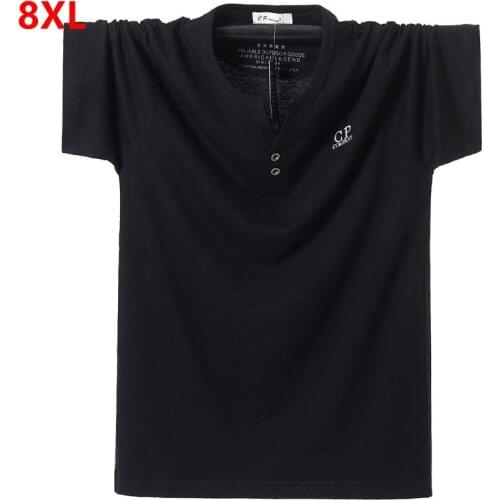 Large size short-sleeved T-shirt Thin section male V-neck plus size half-sleeved cotton 8XL 7XL 6XL