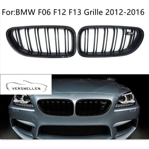 Glossy Black Grills For BMW 6 Series F06 F12 F13 2012-2016 Car Styling Single /Double Salt Carbon Fiber & ABS Grills Mesh