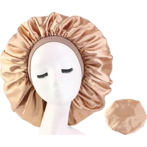 Night Sleep Hair Bonnet Hair Caps Women Cap Night Sleep Cap Satin Stretchable Head Cover Hair Styling Tool