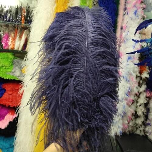 Hot 50 pcs High Quantity Navy 24-26inch/60-65cm "thick Stem" Male Ostrich Feathers DIY Jewelry Craft Making Decoration