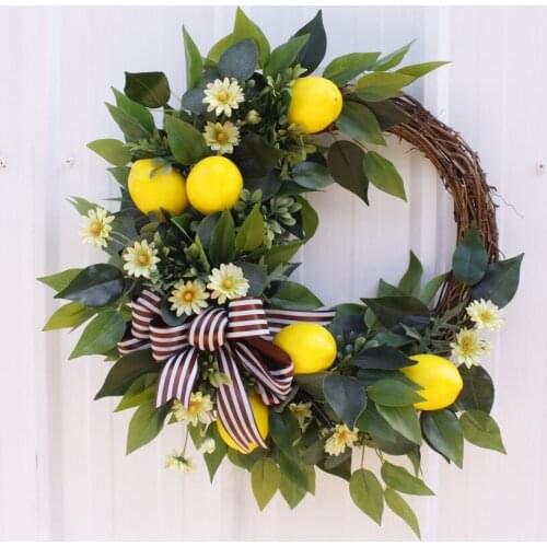 Simulated wreath lemon wreath wall decoration hanging wall decoration wedding Christmas Halloween home decoration