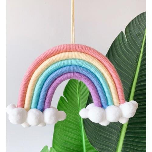 Kawaii Nordic Decoration Handmade Weaving Rainbow Wall Hanging Ornaments Home Aesthetic Kids Baby Girl Room Decor Wall Art