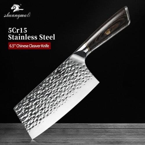 6.5Inch Chinese Kitchen Chef Knife 5Cr15MoV Forged Stainless Steel Vegetable Cleaver Knives Home Cooking Chinese Cleaver Knife