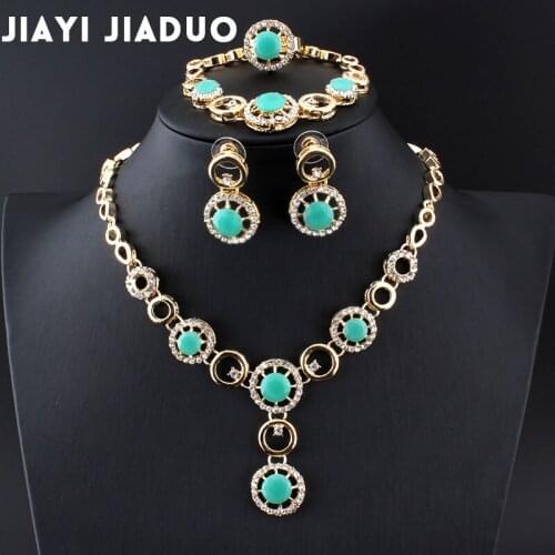Jiayijiaduo Nigeria Bridal Jewelry Set collection charm women wedding dress Austria crystal necklace earrings bracelet wholesale