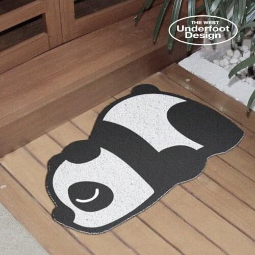 Panda Pattern Door Mat Carpet Anti-slip PVC Silk Loop Kitchen Mat Bath Mat Entrance Door Mats Cute Floor Decor Home Mats Carpet