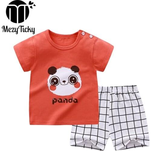 Summer Boys Girls Cotton T-shirt Pants 2pce set Clothes Baby Toddler Outdoor Sports Casual Kids Clothing Suit Children Costume