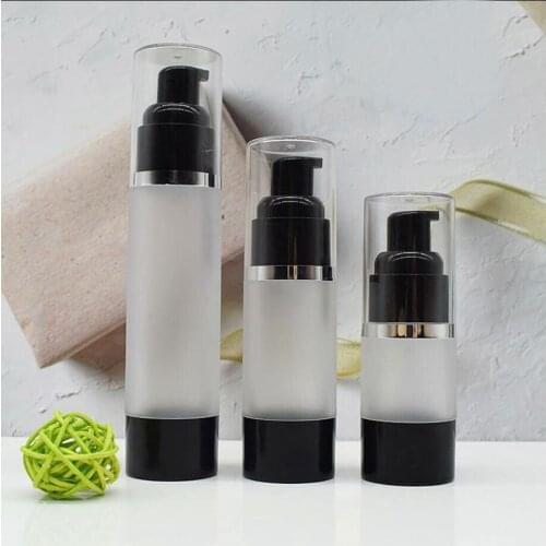 15ML frosted black plastic airless bottle silver line lotion/emulsion/serum/liquid foundation/whitening essence cosmetic packing