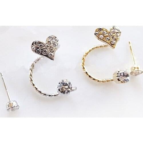 Fashion Crystal Ear Clip Lovely Sweet Love Punk Earrings Temperament Love Earrings Wholesale Women