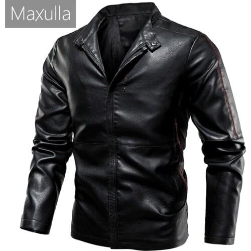 Maxulla Mens Leather Jackets Fashion Motorcycle PU Jacket Casual Outwear Slim Fit Windbreaker Biker Leather Coats Men Clothing