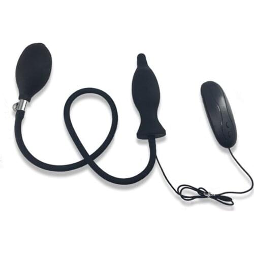 10 Frequency Vibration Modes Butt Plug Inflatable Dildo with Push Release Button Stretcher Pump Expandable Massager Sex Toy for