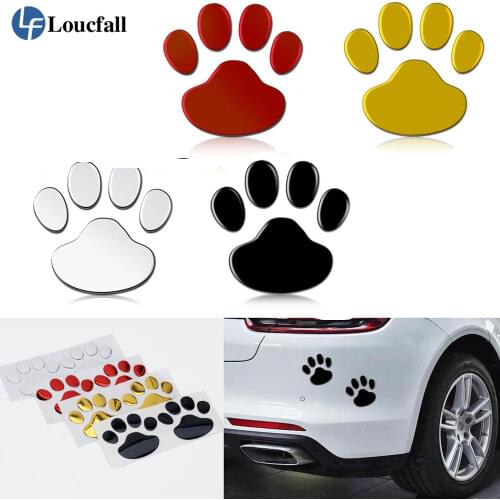 1 pair Car Stickers and Decals Paw 3D Animal Dog Cat Bear Foot Prints Footprint Decal Car Sticker Silver Red Black Golden