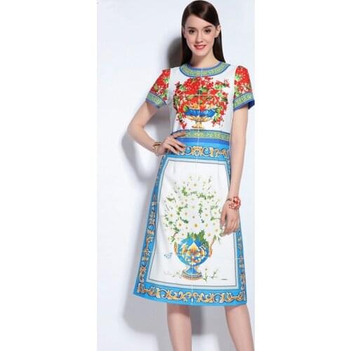 Factory outlests new fashion cartoon pattern printed dress female A word was thin retro dress wq2343 wholesale dropship