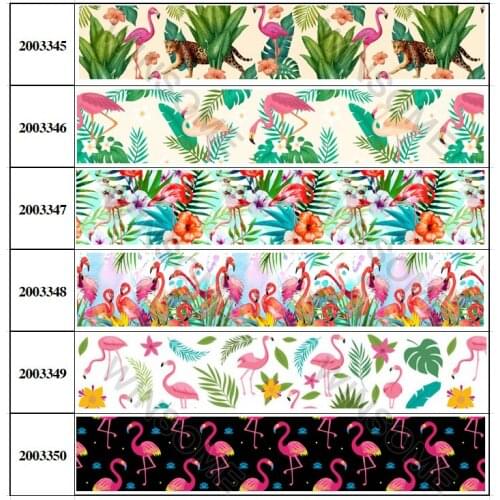 New sales 10yards different sizes cartoon Flamingo pattern printed grosgrain ribbon