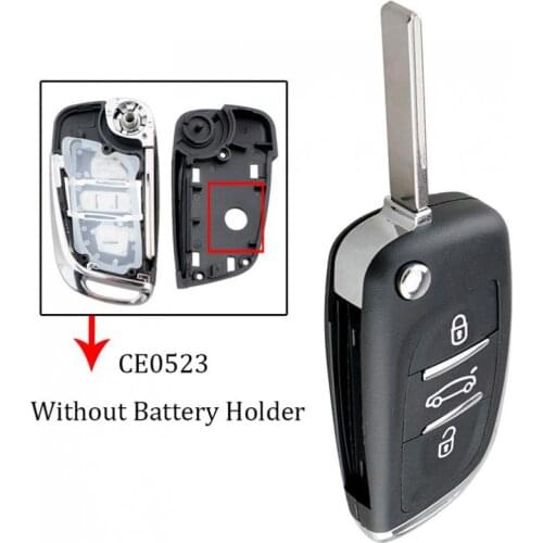3 Buttons CE0523 Modified Flip Folding Key Shell with HU83 Blade Fit for Peugeot 306/407/807