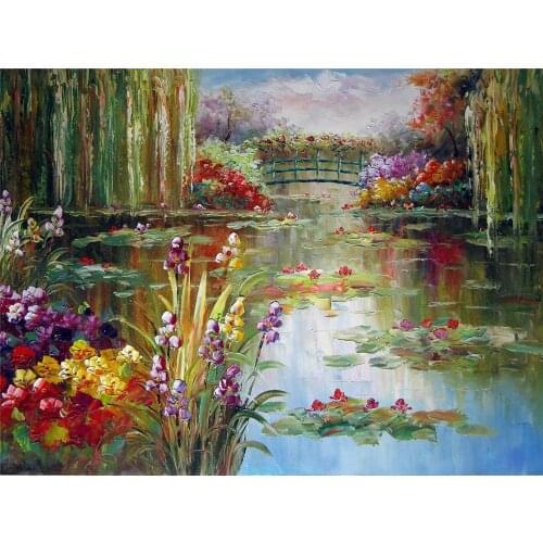 Landscape Flower DIY Embroidery 11CT Cross Stitch Kits Needlework Craft Set Printed Canvas Cotton Thread Home Wholesale