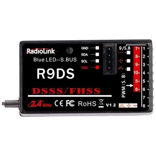 Original RadioLink R9DS 2.4G 9CH DSSS & FHSS RC Receiver for RadioLink AT9 AT9S AT10 Transmitter Support SBUS PWM