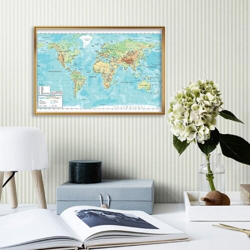 Deluxe Turkish World Map Personalized Topography Map Small Posters and Prints Room Home Office School Decoration Wall Stickers