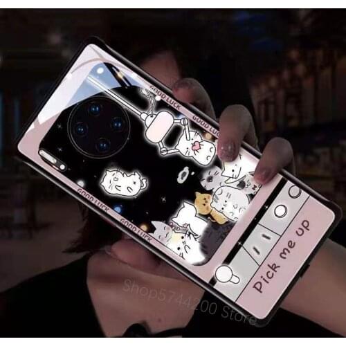Luxury Cartoon Logo For Huawei P30 P40 P20 Pro Mate 20 30 Pro Case Flash Lighting Shine Cover Music Control Luminous