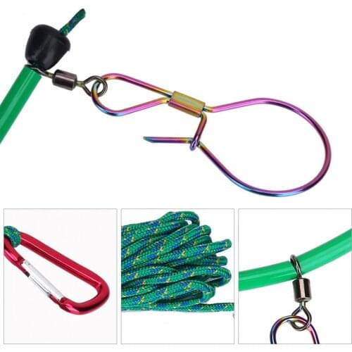 DEUKIO Fishing Lock Buckle Stainless Steel Locks Chain Stringer Live Belt Fishing Tackle Tool With Carabiner Tools