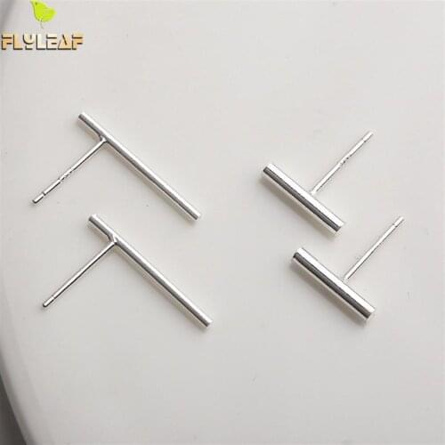 Flyleaf 925 Sterling Silver Long Metal Rod Stud Earrings For Women Prevent Allergy Geometric Lady Personality Fashion Jewellery