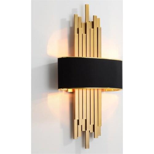 Post Modern Metal Line Shade Wall Lamps Living Room Bedroom Corridor Model Room Villa Luxury American Gold Wall Lights Fixtures