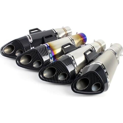 Universal 38-51 mm Motorcycle Exhaust Tail Pipe Dual-outlet Escape No DB Killer for Dirt Bike Scooter ATV Stainless Steel 346 mm