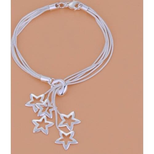 Gorgeous nice charms Star Snake chain silver color bracelets for women wedding high quality fashion jewelry Christmas gifts