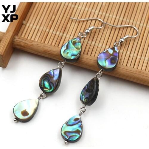 YJXP Teardrop Long Drop Earring Natural Abalone Shell Waterdrop Shape Ethnic Dangle Earrings for Women Girls Jewelry