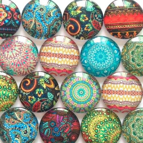 ZEROUP Glass Cabochon Mixed Patterns Round Photo Fit Cameo Base Setting Supplies for Jewelry Accessories TP-506