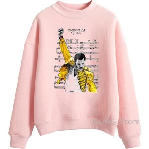 Women’s sweatshirt Freddie Mercury print pink hoodie The Queen Band sweatshirts women graphic gothic clothes winter lady hoody
