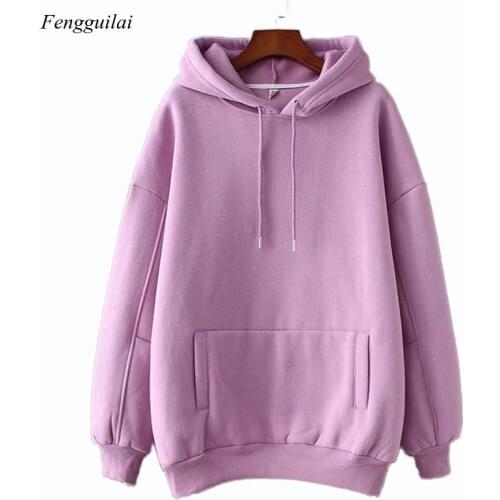 Women Casual Hooded Sweatshirts Warm Velvet Long Sleeve Loose Solid Tops Autumn Winter Spring Pullover Tops