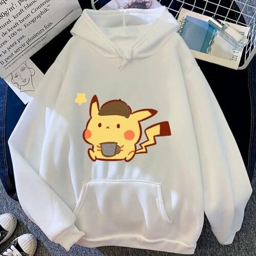 Pokemon Women Hoodies Anime Kawaii Pikachu Cartoon Casual Clothes Warm Femme Maiden Pullovers Plus Velvet Tops Hooded Sweatshirt