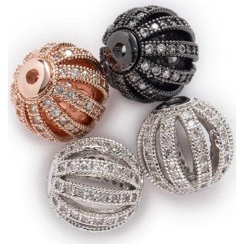 1 Piece Micro Inlays Zircon Pumpkin Shaped Copper Beads For Jewelry Making Women Children DIY Bracelet Necklace Findings 10-12mm