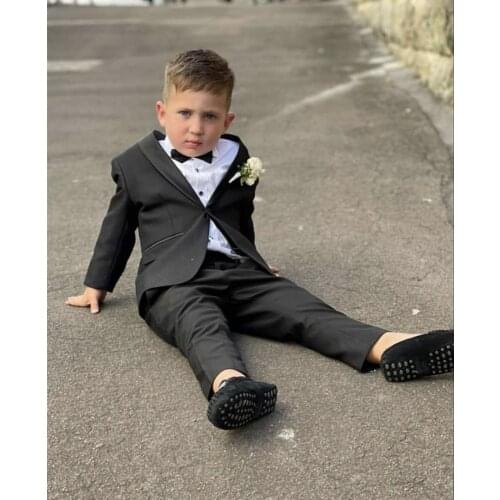 2021 Wedding One Button 2 Pieces Black Child Prom Suits Kids Formal Wear Boy Suits Boys Celebrity Blazers Jacket+Short Pant