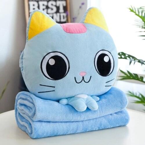 3 In 1 Cartoon Soft Plush Cat Dog Bear Animal Hand Warm Toys Office Nap Pillow Baby Sleeping Air Conditioning Blanket Gift