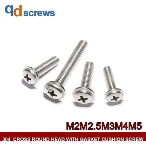304 M2.5M3M4M5 stainless steel Phillip cross round head with gasket cushion screw DIN967