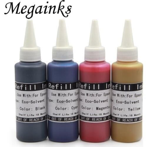 4 Pcs 100ML Eco Solvent Ink for Epson 1390 1400 1410 1430 L366 L310 L350 L355 L800 L801 L805 L810 L850 L1300 L1400 L1800 Printer