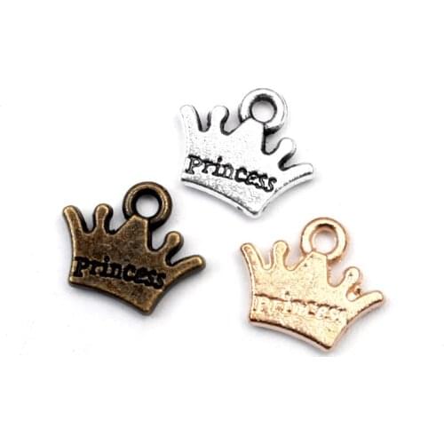 50pcs 13x11mm Mini Crown Charms With Ball Vintage Charms For Jewelry Making Bracelets Necklace DIY Metal Jewelry Finding