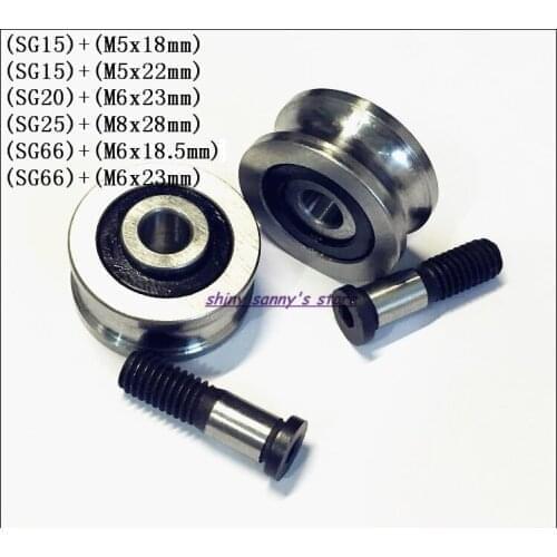 6set/Lot SG25 + M8x28mm Screw Bolts Bearing Steel Pulley Ball Bearings Track Guide Roller Bearing Brand New