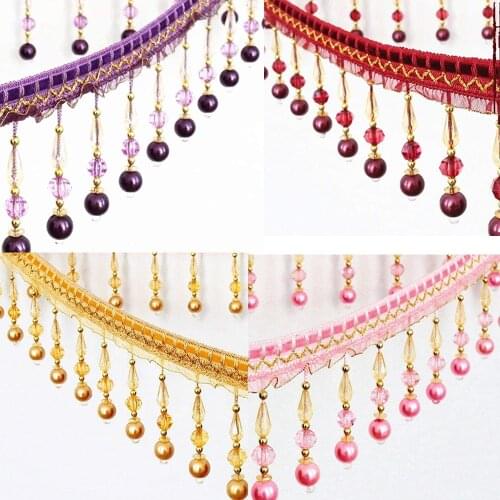 6yard Colors Curtain Sofa Lace Tassel Fringe Trim DIY Beads Sewing Decoration Accessories T2741
