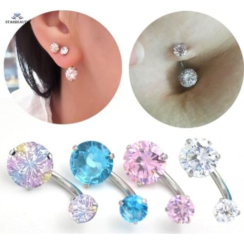 8mm Shining Multicolor Crystal Belly Ring Earring Navel Piercing Ombligo White Belly Button Rings Helix Piercing Nombril Pircing
