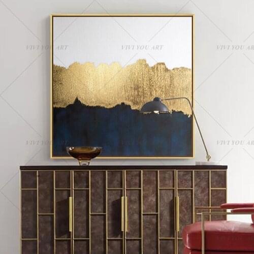 100% Handmade Bright Golden Gray Abstract Painting Modern Art Picture For Living Room Modern Cuadros Canvas Art High Quality