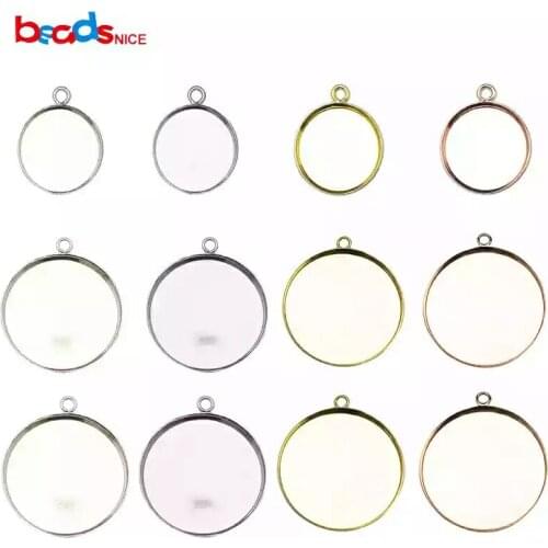 Beadsnice 925 Sterling Silver Pendant Round Base Wholesale Bezel Pendant Settings Blank for DIY Jewelry Making ID27622