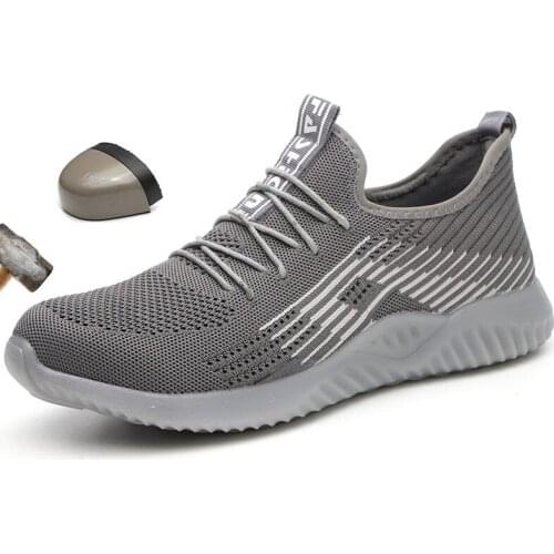Safety Shoes Men Breathable Mesh Light Sneaker Safety Work Shoes For Steel Toe Caps Boots Work Boots Anti Smashing